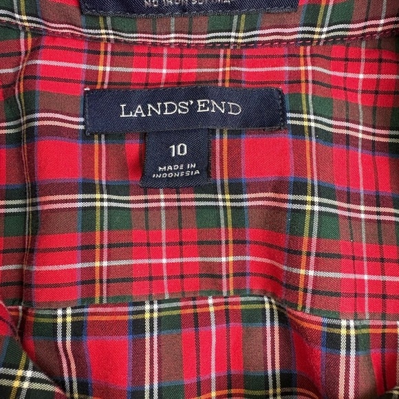 ⭐️LANDS END Red Plaid Supima Cotton Button-Up Shirt - Picture 4 of 4